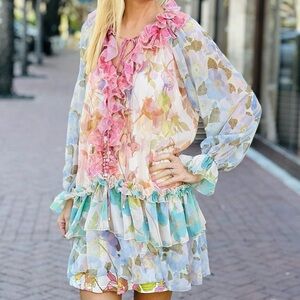 BEULAH STYLE 2pc Chiffon Tiered Dress NWT Retail $178